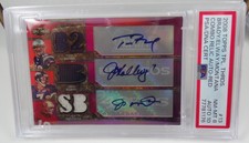 2008 Topps Triple Threads Tom Brady John Elway Joe Montana Auto Jersey 1/6 PSA 8