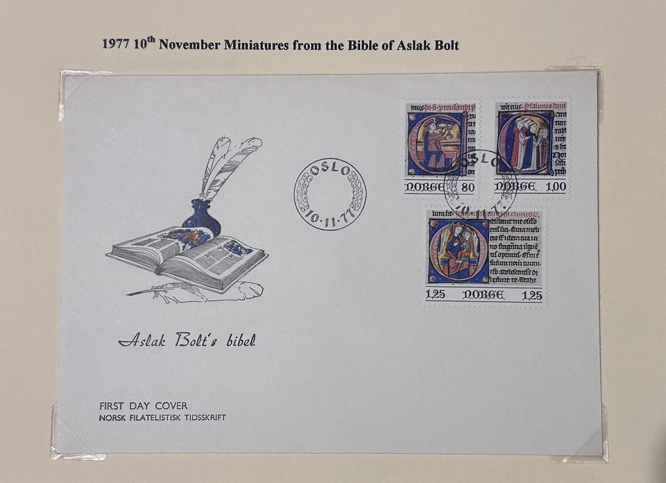 Norway FDC 1977 MINIATURES FROM THE BIBLE OF ASLAK BOLT OSLO POSTMARK - Image 1 of 1