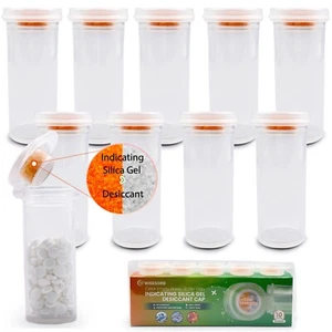 8 bouteilles de pilules vides Dram avec capsules dessiccantes indicatives flacon de pharmacie - Photo 1/19