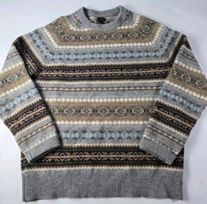 J Crew Men's Lambswool Crewneck Sweater Top Argyle Fair Isle Size Large $138 - Picture 1 of 13
