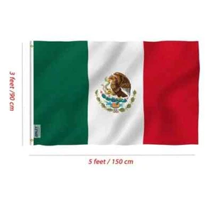 3' x 5' 3x5 Mexiko Flagge bestickt mexikanische Flagge 2 doppelseitig Nylon USA VERSAND - Bild 1 von 6