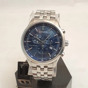 CITIZEN ECO-DRIVE AT2140-55L BLUE CHRONOGRAPH SAPPHIRE MEN'S WATCH EXTRA BAND - Picture 1 of 10