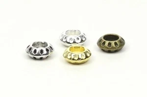 Metallperlen Rondelle 10x4mm Großlochperlen European Perlen Farbauswahl - Bild 1 von 9