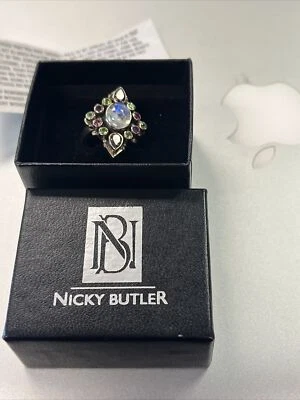 Anillo de plata de ley con múltiples piedras preciosas de piedra lunar Nicky Butler - talla 8 Foto 1 de 4