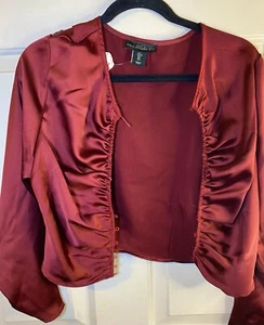 House Of Harlow Burgandy Silk Crop Top, L - Picture 1 of 2