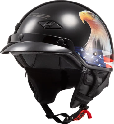LS2 "MURICA" MOTORCYCLE HALF BAGGER HELMET SCOOTER LID DOT APPROVED ADULT 2XL - Image 1 of 4