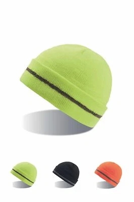 MIVARO Warme Wintermütze Beanie Warnschutzmütze Hochsichtbar Warnschutz reflektierend