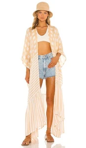 Free People Kenna Kimono Natural Beige One Size NWOT Open Front Light Semi Sheer - Picture 1 of 4