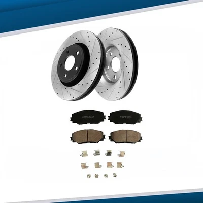 For 2009 - 2019 Toyota Corolla Matrix Vibe xD Front Drilled Rotors Brakes Pads Foto 1 de 4
