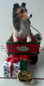 2011 Danbury Mint "A Waggin' Holiday" Ornament Hund - Sheltie - mit Box & Paket - Bild 1 von 16