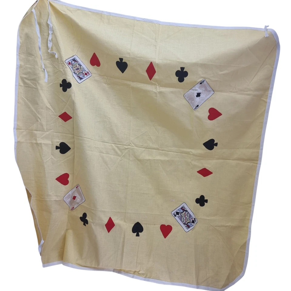 Vintage Card Table Cover Tablecloth Poker Game Night Clubs Hearts Cards 70s Ties - image 1 of 4