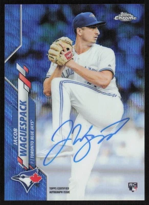 2020 Topps Chrome Rookie Auto Blue Wave Jacob Waguespack /150 Toronto Blue Jays - Image 1 of 2