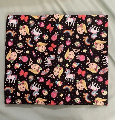 JoJo Siwa Rainbow Emoji Black Multicolor 100% Cotton Fabric 45” X 58” - 1.6 Yds - Image 1 of 2
