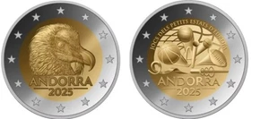 2 * 2 Euro Sondermünze Andorra 2025 Bartgeier / Kleinstaatenspiele - Bild 1 von 3