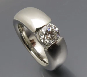 REIF-DESIGN - TOPSCHÖNER SOLITÄR DIAMANT RING - SPANNRING OPTIK - 950 PLATIN - Picture 1 of 10