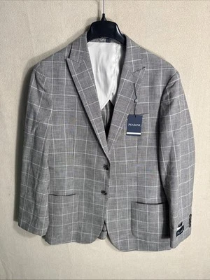 Jos A Bank Nuevo con Etiquetas 42L Ajuste A Medida Solapa Pico Negro Gris Pata de Gallo Ventana Panel Foto 1 de 4