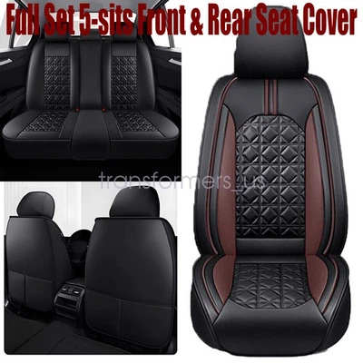 For Mercedes-Benz Auto Car 5-Seat Cover Leather Full Set Protector Cushion Black - Image 1 of 4