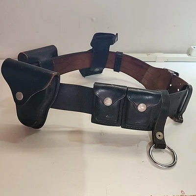 Coldre policial de couro vintage cinto de arma com 6 acessórios 41" balde de livros - Imagem 1 de 4