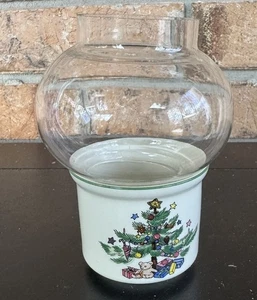 Candelabro de árbol de Navidad vintage con pantalla de globo de vidrio decoración votiva navideña - Imagen 1 de 4