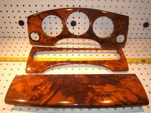 Jaguar 1999 XJ8 sedán tablero delantero MADERA bonito OEM 1 juego de 3 cubiertas con clips traseros - Imagen 1 de 12