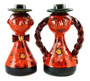 Pair of Vintage Italian Bitossi Londi Handmade Ceramic CandleStick Figures - Picture 1 of 12