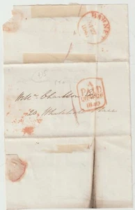 1840 RED BARNET CIRC. PMK TEILBRIEF AN WILLIAM CHARLSON 20 WHITEHALL PLACE - Bild 1 von 2
