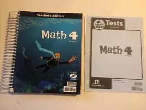 BJU Math Grade 4 Teacher's Edition with CD 3rd Edition TEST Key Set Lot - Imagen 1 de 7