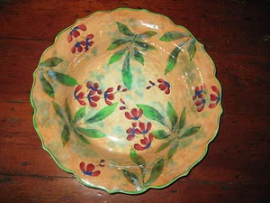 LARGE ROYAL DOULTON BOWL FUSHSIA PAINTED ARABESKE RIM 1920S BRANGWYN STYLE - Picture 1 of 5