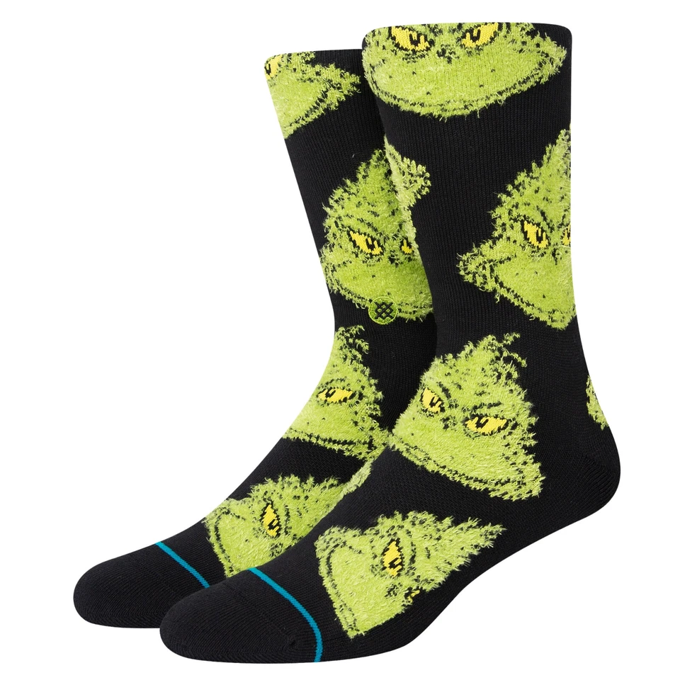 Stance Men's Adult L 9-13 Crew Socks Mean One Grinch Christmas Dr Suess