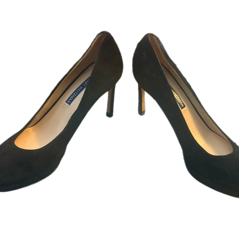 Stuart Weitzman Black Suede Almond Toe Pumps Heels Size 5.5 Beatrix NEW - Image 1 of 4