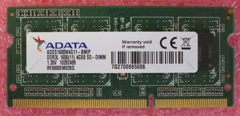 ADATA ADDS1600W4G11 4GB DDR3-1600MHz DDR3L 1600 4GX8 SO-DIMM 204-Pin RAM Memory - Image 1 of 2