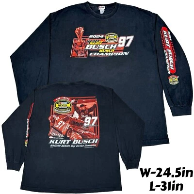 复古 Y2K Kurt Busch NASCAR 2004 Champion Sharpie Racing 长袖 T 恤 XL 码 — 第 1/4 张图片