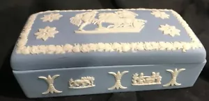 Wedgwood Jasperware Lidded Box Rectangular Blue Jasperware 3 1/2” - Picture 1 of 4