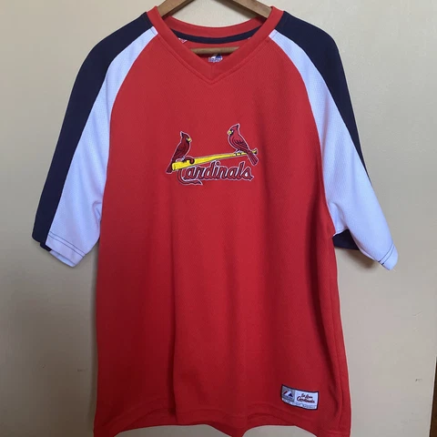 Vintage Majestic St Louis Cardinals Pullover V Neck Jersey Red Mens Size M / L Cover