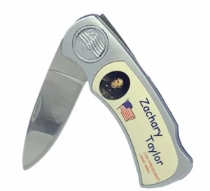 Pocket knife Presidents folding blade vtg US flag history Zachary Taylor 12th - Picture 1 of 4