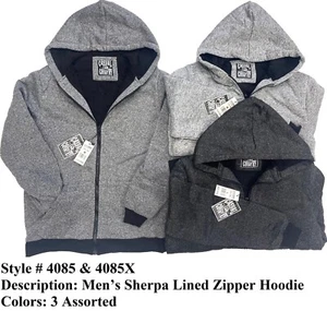 Men's Marled Fleece Full Zip Hoodie, Sweater, Fleece Jacket with Sherpa lining - Picture 1 of 5