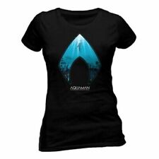 Women's Aquaman Movie and Symbol Black Fitted T-Shirt