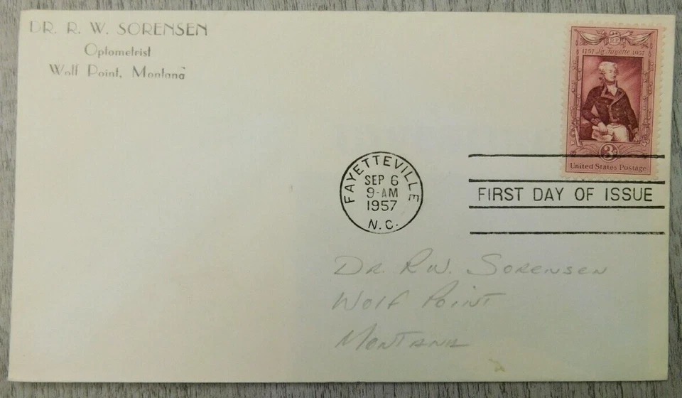 First Day Issue Fayetteville North Carolina 1957 La Fayette Stamp Envelope Cover - Image 1 of 4