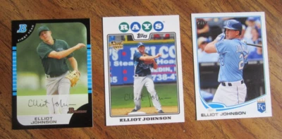 Elliot Johnson Lot of 3 DIFFERENT Cards w/1 ROOKIE MLB Baseball Rays, Royals - Image 1 of 2