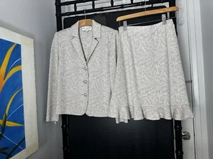 JUEGO FALDA CHAQUETA NOCHE ST JOHN Talla 2 4 Plateado Off White - Imagen 1 de 17