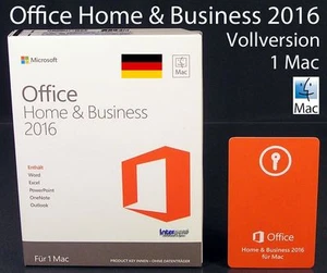 Microsoft Office Home & Business 2016 Full Version Box 1 Mac German Original Packaging New - Picture 1 of 9