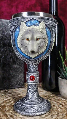 Estatuilla Ebros Grande Azul Celta Remus Gris Antiguo Lobo Cáliz Taza 8oz Foto 1 de 4