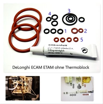 Delonghi O-Ring Dichtung SET Brühgruppe Brühkolben ohne Thermoblock ECAM ETAM - Bild 1 von 4