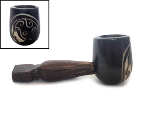 Pequeña pipa de nuez de tagua nativa de la India hecha a mano tabaco fumar arte tallado natural - Imagen 1 de 4