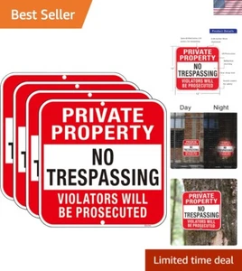 Langlebige 12x12 reflektierende Privateigentumsschilder - 4er Pack für maximale Sicherheit - Bild 1 von 7