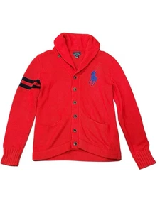 Polo Ralph Lauren Big Pony Red Cardigan Youth Large 3 Sleeve Hit - Picture 1 of 5