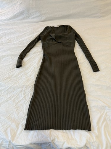 VALENTINO Mini abito in maglia verde Ramy Brook MEDIA a costine da lavoro bodycon 153