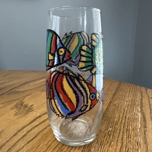 Vtg Libbey 16-Oz Tropical Fish Tumbler Glasses Iced Tea Coolers Bright Colors - Picture 1 of 6