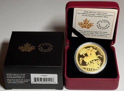 The 1908 Sovereign: 110th Anniversary of RCM 2018 Canadá moneda de prueba de $20 Foto 1 de 2