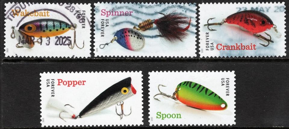 OFF paper #5961-5 Freshwater Lures (used set of 5) Forever 2025 – f425 - Image 1 of 1